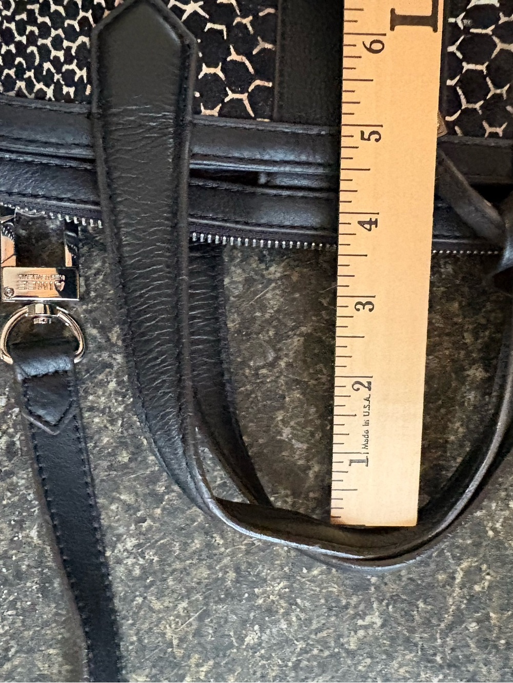 Aimee Kestenberg leather black and silver metallic satchel purse bag. - Picture 8 of 13